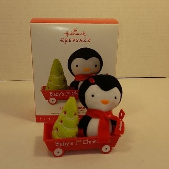 Hallmark Keepsake Ornament Baby's 1st Christmas PENGUIN WAGON - Picture 3 of 8